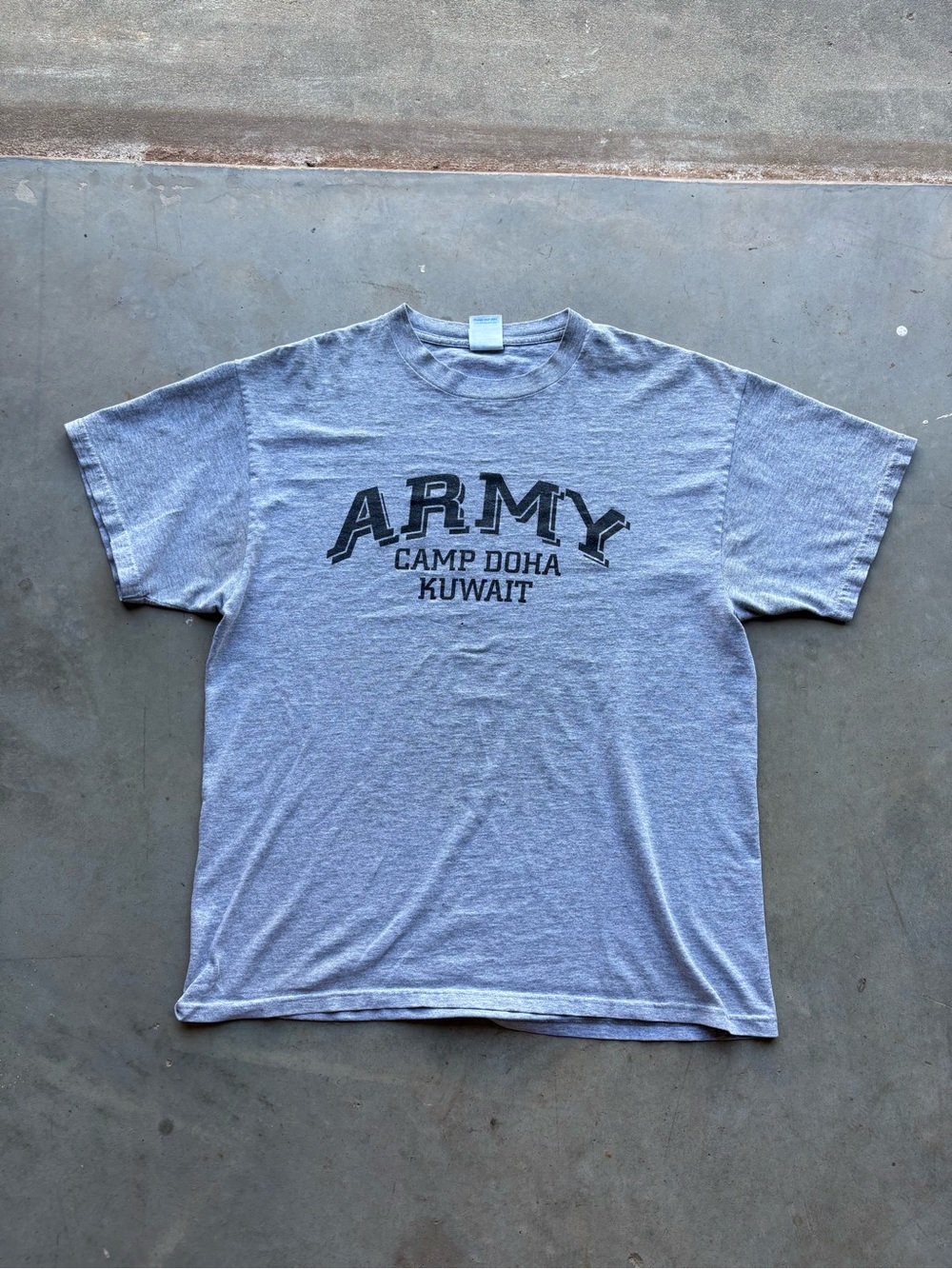 Delta Gray 'ARMY Camp Doha Kuwait' Graphic Tee